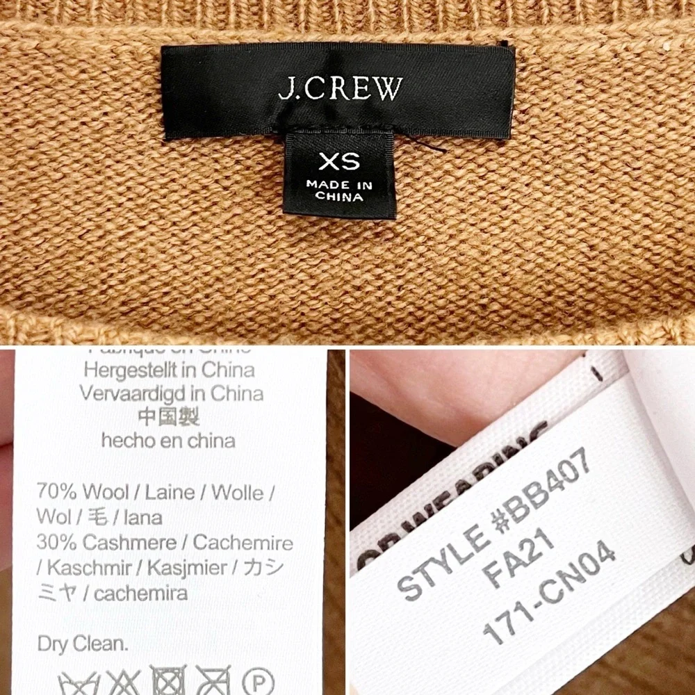 BOGO! J. Crew Wool Cashmere Oversized Crewneck Tunic Sweater Camel XS